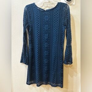 Francescas Long Bell Sleeve Lace Boho Cotton Mini Dress Size Small